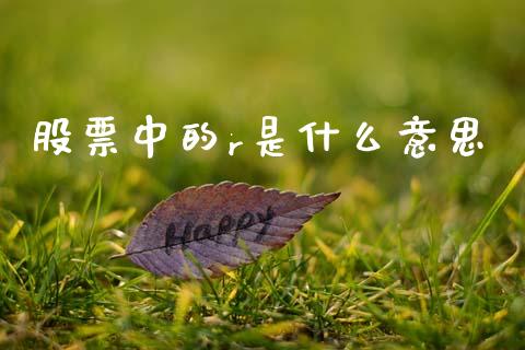 股票中的r是什么意思_https://m.fsyjjx.cn_期货保证金计算_第1张