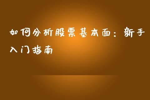 如何分析股票基本面:新手入门指南_股指期货保证金_第1张_期货如何开户_期货保证金_期货保证金计算_股指期货保证金 如何分析股票基本面:新手入门指南_https://m.fsyjjx.cn_股指期货保证金_第1张