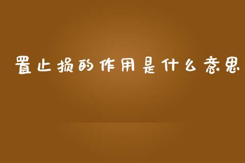 置止损的作用是什么意思_https://m.fsyjjx.cn_期货如何开户_第1张