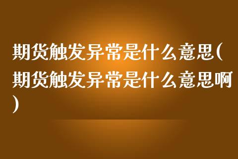 期货触发异常是什么意思(期货触发异常是什么意思啊)_https://m.fsyjjx.cn_期货保证金_第1张