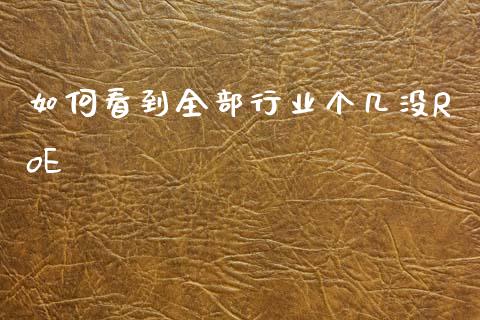 如何看到全部行业个几没RoE_https://m.fsyjjx.cn_期货如何开户_第1张