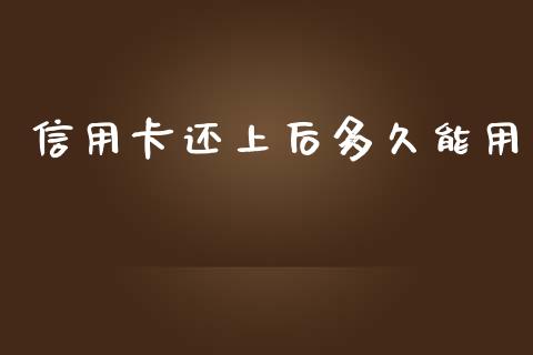 信用卡还上后多久能用_https://m.fsyjjx.cn_股指期货保证金_第1张