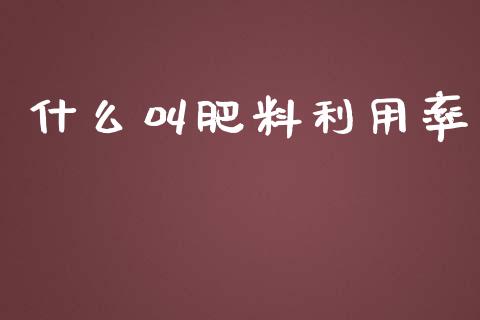 什么叫肥料利用率_https://m.fsyjjx.cn_期货保证金计算_第1张