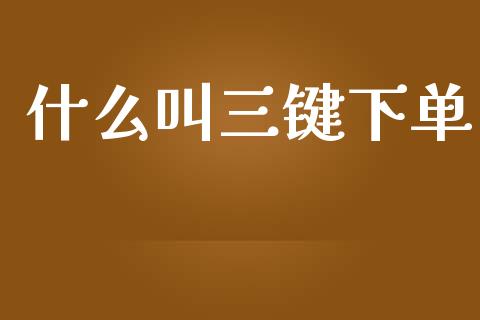 什么叫三键下单_https://m.fsyjjx.cn_股指期货保证金_第1张