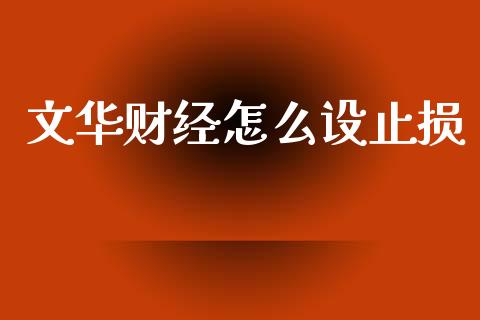 文华财经怎么设止损_https://m.fsyjjx.cn_期货保证金计算_第1张