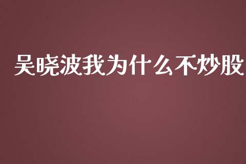 吴晓波我为什么不炒股_https://m.fsyjjx.cn_股指期货保证金_第1张