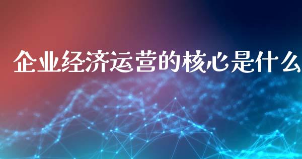 企业经济运营的核心是什么_https://m.fsyjjx.cn_期货保证金_第1张