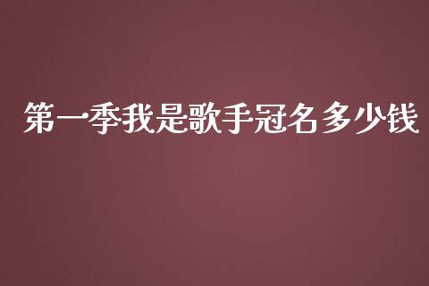 第一季我是歌手冠名多少钱_https://m.fsyjjx.cn_期货保证金计算_第1张