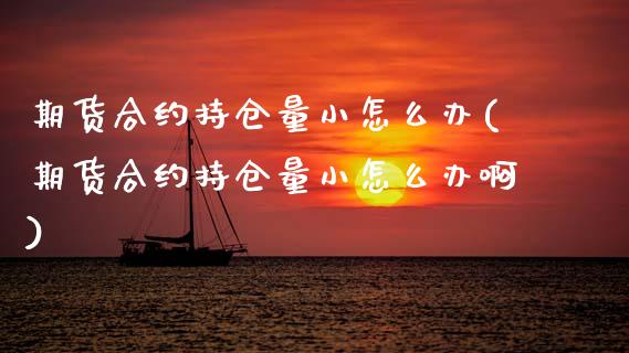 期货合约持仓量小怎么办(期货合约持仓量小怎么办啊)_https://m.fsyjjx.cn_期货保证金_第1张