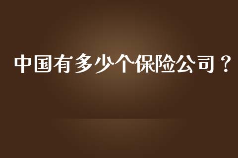 中国有多少个保险公司？_https://m.fsyjjx.cn_期货保证金_第1张