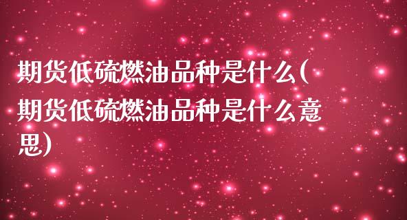 期货低硫燃油品种是什么(期货低硫燃油品种是什么意思)_https://m.fsyjjx.cn_期货如何开户_第1张