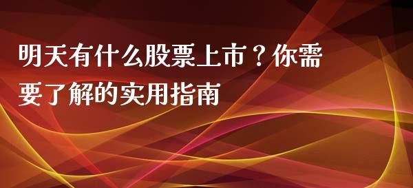 明天有什么股票上市？你需要了解的实用指南_https://m.fsyjjx.cn_期货如何开户_第1张