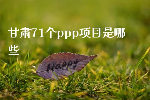 甘肃71个ppp项目是哪些_https://m.fsyjjx.cn_期货保证金_第1张