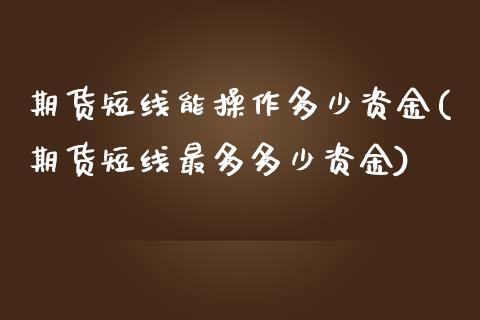 期货短线能操作多少资金(期货短线最多多少资金)_https://m.fsyjjx.cn_股指期货保证金_第1张