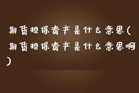 期货担保资产是什么意思(期货担保资产是什么意思啊)_https://m.fsyjjx.cn_期货如何开户_第1张
