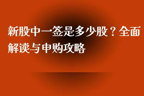 新股中一签是多少股？全面解读与申购攻略_https://m.fsyjjx.cn_期货保证金_第1张