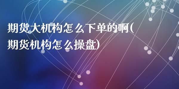 期货大机构怎么下单的啊(期货机构怎么操盘)_https://m.fsyjjx.cn_期货保证金计算_第1张