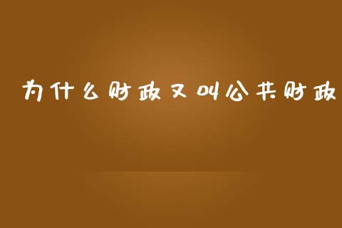 为什么财政又叫公共财政_https://m.fsyjjx.cn_期货保证金_第1张