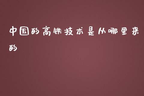 中国的高铁技术是从哪里来的_https://m.fsyjjx.cn_股指期货保证金_第1张