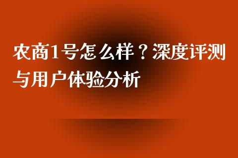 农商1号怎么样？深度评测与用户体验分析_https://m.fsyjjx.cn_期货保证金计算_第1张