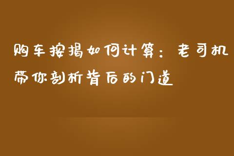 购车按揭如何计算：老司机带你剖析背后的门道_https://m.fsyjjx.cn_期货保证金计算_第1张